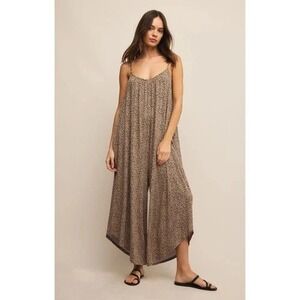 Z Supply NEW Drapey Oversized Jumpsuit Women's SMALL Leopard Wide Leg Lagenlook